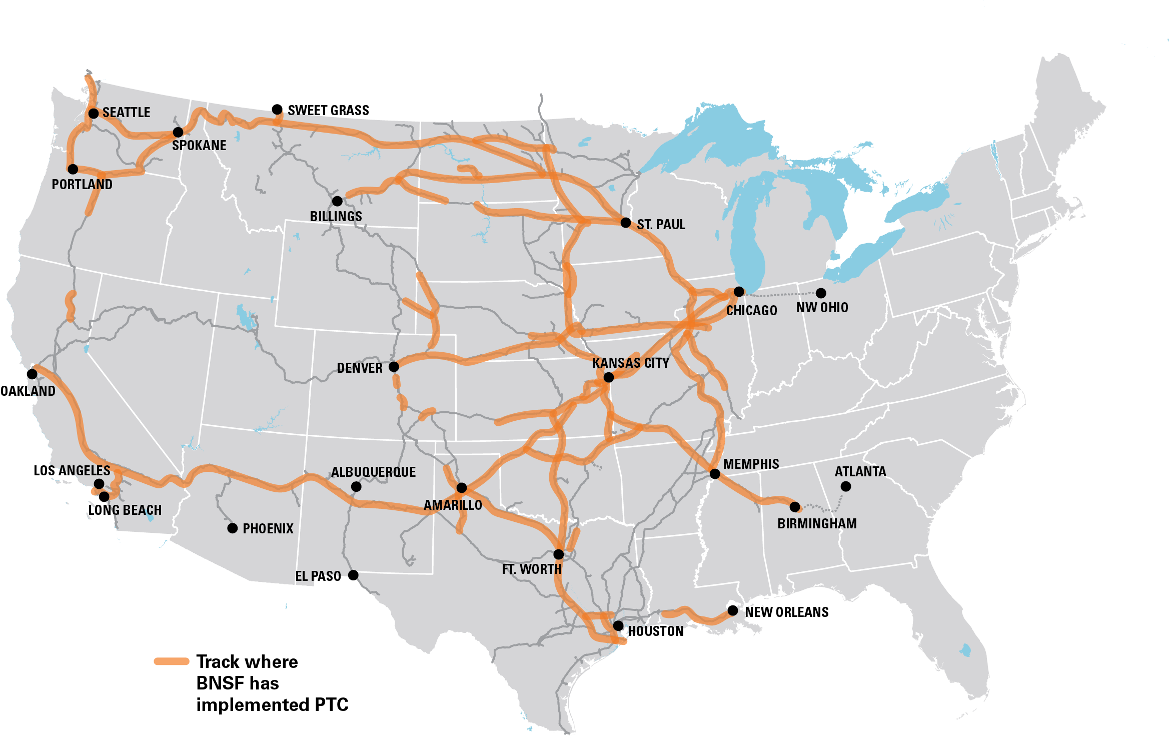 United States Railroad System Map
